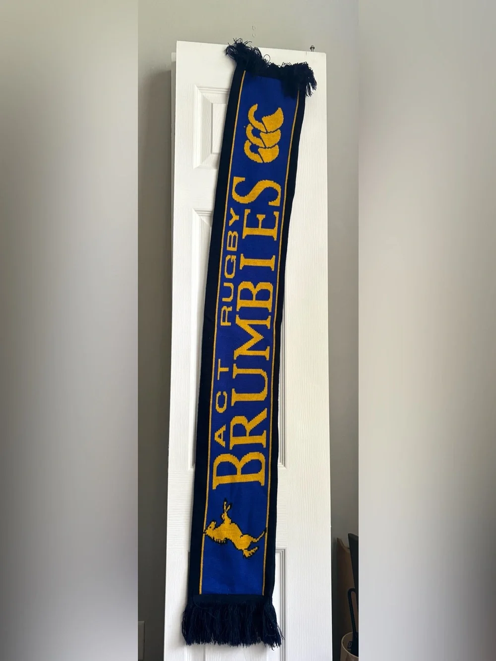 ACT BRUMBIES (Australian) Rugby Knit Scarf in Blue and Gold